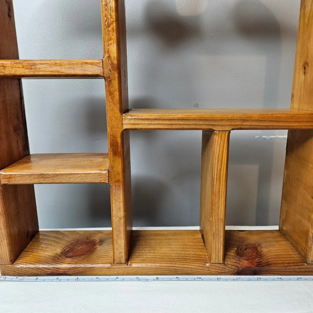 Vintage Rustic Pine Wood Heart Cutout Wall Shelf Shadow Box Display 16.5x18in